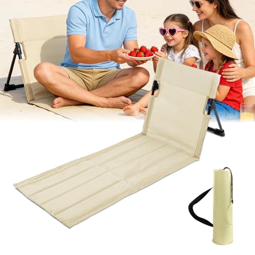 Yunlaishaocer Chaise de Plage Pliable,Long Tapis de Plage avec Dossier, en Tissu Oxford 600D, Portable Chaise de Plage Pliante Ultra Légère, pour Camping, Plage, Pplein Air, Herbe,Jardin(Beige)