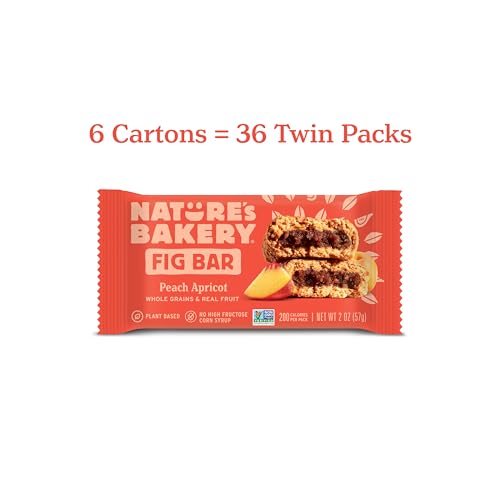 Image of Nature's Bakery Whole Wheat Fig Bars, Peach Apricot, Real Fruit, Vegan, Non-GMO, Snack bar, 6 Count (Pack of 6)