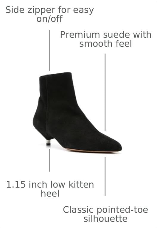 Image of LOCERICH Womens Ankle Boots Suede Kitten Heel Low Heel Short Boots for Women Dressy Pointed Toe Leopard Boots