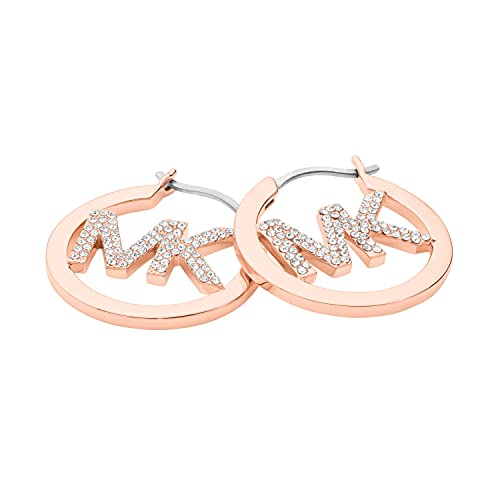 Michael Kors Rose Gold-Tone Plated Brass Pavé Logo Hoop Earrings2