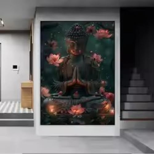 Sculpture de Bouddha en affiche murale pour déco zen de salon