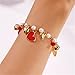 Psdndeww Handmade Fruit Bead Fashionable Heart Jewelry Chain Wristband Alloy Texture Perfect For Parties And Celebration Adjustable Alloy Charm