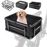 Lambolt Rear Rack Bike Basket for E-Bikes & Bikes - Heavy-Duty Bicycle Basket with Waterproof Liner, Cargo Net & Rain Cover - Great for Groceries, Dogs, Pets & Daily Commutes