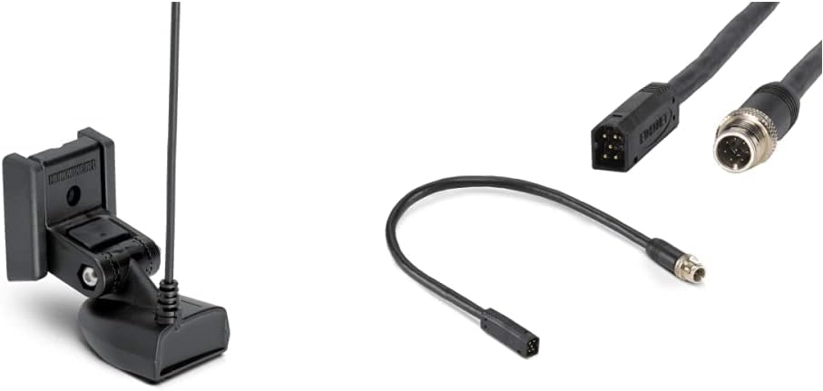 Humminbird 710274-1 XNT 9 HW T HELIX Dual Spectrum CHIRP with Temperature Transom Mount Transducer, Black, Standard & 720074-1 AS EC QDM 700 Series Ethernet Adapter Cable