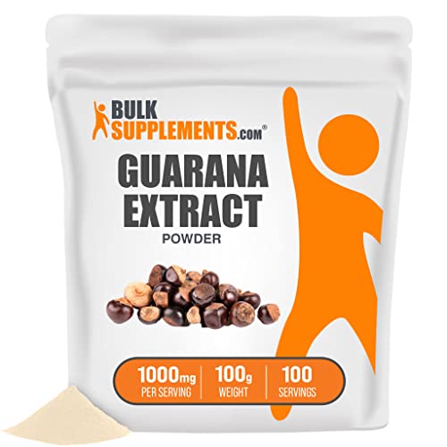 BulkSupplements.com Guarana Extract Powder - Natural Caffeine Supplements for Energy Support - Gluten Free, No Filler - 1000mg per Serving, 100 Servings (100 Grams - 3.5 oz)