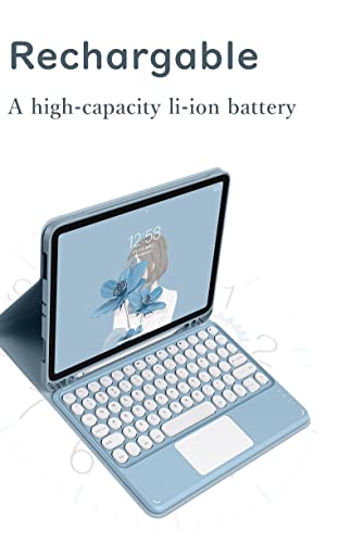 Henghui Touch Ipad 9Th Generation 8Th Gen 7Th Gen 10.2 Inch Keyboard Case With Touchpad Ipad Air 3/Pro 10.5 Detachable Wireless Keyboard Round Keys Stand Folio Cover, Mintgreen #TOP3