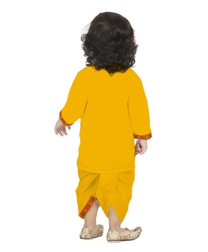 Image of Sarvda Shree Krishna Dress for Baby Boy & Radha Dress for Girls | Janamashtami Dress | Fancy Dress Costume with Accessories Dhoti, Dupatta, Mukut Flute Complete set, Ethnic wear