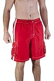 North Pole Mens Swim Trunk With Cargo Pockets Large, Red