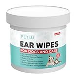 Gentle Ear Wipes for Dogs and Cats - 120 Wipes - Soothes Irritation, Removes Wax & Dirt - Safe for Sensitive Ears, with Aloe Vera & Castor Oil - Biodegradable & Flushable