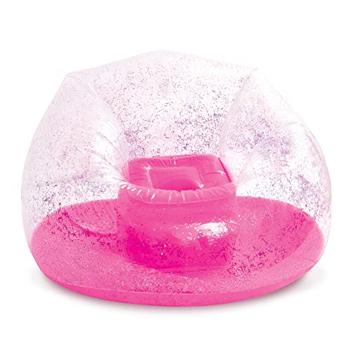 Three Cheers For Girls By Make It Real - Pink Glitter Confetti Chairs - Inflatable Lounge Chair For Kids - Comfortable & Portable Blow Up Chair Perfect For Outdoors, Bedrooms, Game Room, Dorms & More! #TOP2