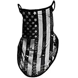 Obacle Bandana Face Mask with Ear Loops Neck Gaiter Face Mask Scarf Face Cover for Men Women (Flag Black Gray)