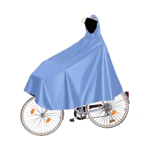 Fayemint Wasserdicht Radfahren Regen Poncho, Fahrrad Compact Regen Cape, Radfahren Regen Poncho mit Kapuze, für Fahrräder, Mountainbikes, Elektrofahrräder (Hellblau)