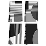 4 Pcs Abstract Black and White Kitchen Towels, Abstract Decor Tea Hand Towel, Microfiber Dish Cloths for Drying Dishes, Waffle Dish Towels for Kitchen Bathroom, Housewarming Gifts for Women