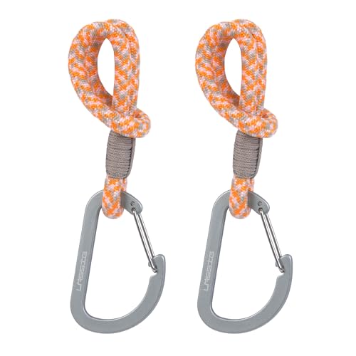 LÄSSIG Kinderwagenbefestigung (2 Stk.) Karabinerhaken Kinderwagenhaken Einkaufshaken/Stroller Hooks Cord beige/orange/lavende – Ansicht 1