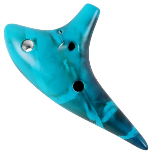 Mulucky Ocarina 12 Hole Alto C Smokey Straw Fired Ceramic Ocarina with Song Book for Beginners, (Blue)