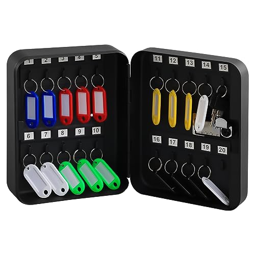 Kyodoled Key Cabinet Wall Mount,Locking Key Organizer,Key Storage Lock Box With Code,Key Management With Combination Lock,20 Key Hooks & Tags Key Lab,7.87 X 6.3 X 3.14 Inch,(Black,20 Key) #TOP5