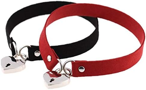 Bontand Leather Punk Collar Love Lock Chokers for Women Heart Alloy Statement Choker Necklace Neck Jewelry for Female