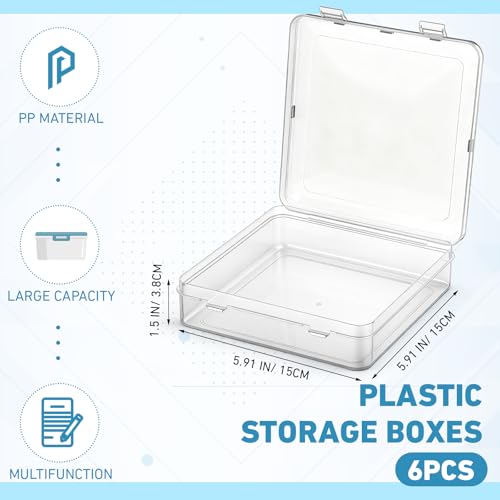 Image of Jetec 18 Pieces Mini Plastic Clear Beads Storage Containers Box for Collecting Small Items, Beads, Jewelry, Business Cards, Game Pieces, Crafts (5.9 x 5.9 x 1.5 Inch)