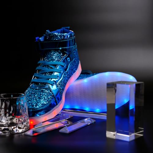 Image of Glitter Led Shoes Light Up Shoes High Top Sneakers for Women Men Flashing Dancing Shoes for Halloween Christmas Party with USB Charging