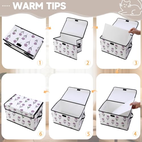 Image of Stackable Storage Bins with Lids,Closet Organizers Fabric Box for Home and Office,Blanket Clothes Organizers,Under Bed Storage Containers 3 Pack