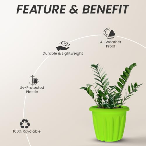 Image of YUCCABE ITALIA SHERA Floot 6 Inch Plastic Flower Pot 6 Piece Set of Round Shape Planter for Home Garden Seedling Planter for pots (Green)