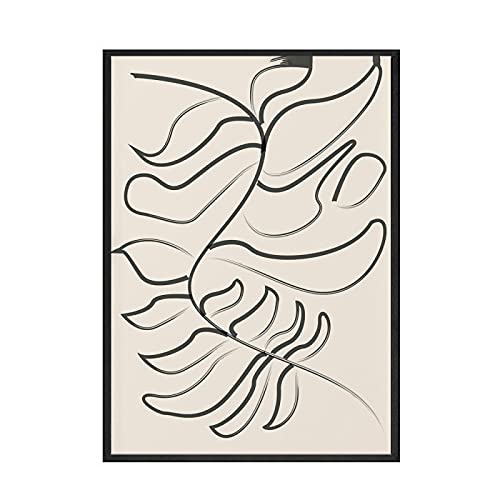 Art impression neutre mur photo abstrait feuille et ligne fluide - 3