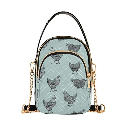 One Shoulder Handbags Stylish Chain Strap Phone Wallet Handbag Quilted Ladies Tote Crossbody Satchel Black Chickens Blue Grey