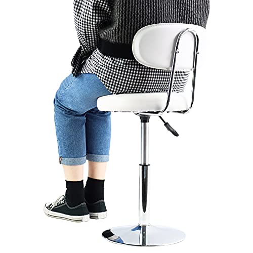 Furwoo Pu Leather Spa Salon Stool Small Desk Chair Step Stool Manicure Stool Shop Stool With Backrest Counter Stool Vanity Stool Small(White) #TOP5