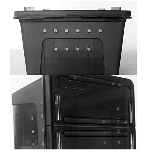 OMEM Portable Reptile Terrarium Habitat for Mini Pet Houses (Black-L)