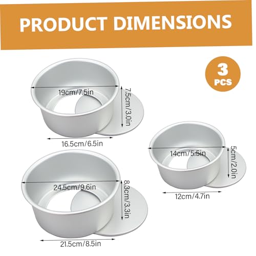Moldes de aluminio para tartas con fondo desmontable juego de 3 piezas redondas 4