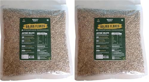 Image of Roasty Tasty Roasted Bajra Flakes 500g | Long-Lasting Energy | Home-Cooked Meal Ingredient | Tasty and Healthy | Gluten-Free, High Fiber, Export Quality | No Added Preservatives (Pack of 2)