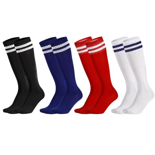Yamitora 4 Paar Fußballsocken Kinder 35-38 Sportsocken Fußball Socken Kinder Atmungsaktiv Tennissocken für Jungen und Mädchen,Trainingssocken für Fußball Basketball Laufen Cheerleading