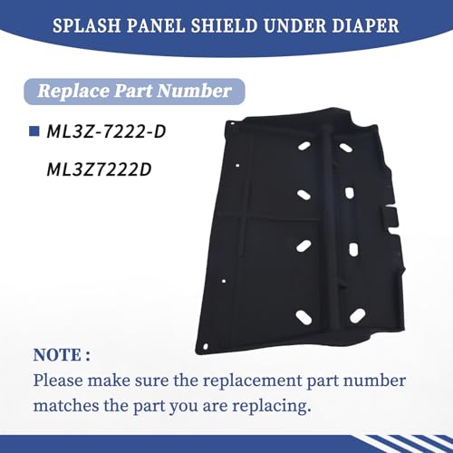 Image of ML3Z-7222-D Splash Panel Shield Under Diaper Compatible with Ford F150 2015-2020 with Gasoline Engine Replace ML3Z7222D (Not Fit Raptor Model /Not Fit 3.0L Diesel) Black Splash Guard