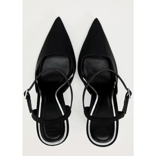 MRKEWUNEY Fashion Mesh Slingback Pumps Shoes for Women Ankle Strap Pointed Toe Pumps3