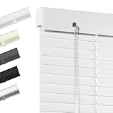 Boolegon Cordless Aluminum Blinds 1 Inch Light Filtering Horizontal Blinds Anti-UV Waterproof Metal Mini Blind for Office Home, White, Custom Size