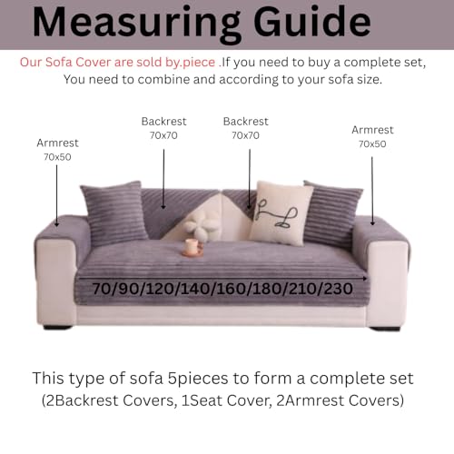 Image of HOMETHREADS 600GSM Thick & Soft Rabbit Fur Plush Sofa Cover-Luxurious Cozy Slipcover, Washable & Pet-Friendly, Anti-Scratch Protector for Sofas (Faux Linning Grey, 4 Seater | 210x70cm)