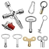 👏【Universal Schaltschrankschlüssel Set】Sie erhalten 1 Silver Karabiner Edelstahl, 8 verschiedene Universal Schaltschrankschlüssel, enthält zwei wasserhahn schlüssel. 1 kapsel-taschenmesser Sie können verschiedene Universal Schaltschrankschlüssel auswählen, die Sie je nach Bedarf verwenden können, um Ihren täglichen Bedarf zu decken.