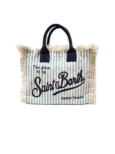 Sac Colette Saint Barth en toile rayée crème et bleu 30x22x15 cm