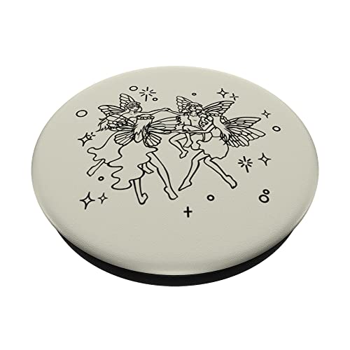 Coquette Fairies doing Round Dance PopSockets Swappable PopGrip, Black - Image 2