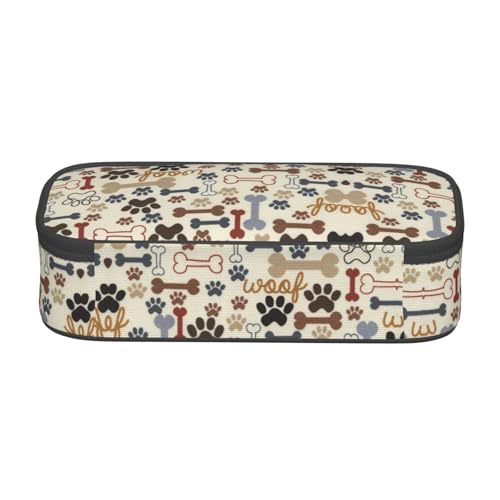 Image of Dog Fun Paw Bone Print Pencil Case Organizer Big Capacity Pencil Pouch Stationery With Zipper School Supplies Pencil Bag For Girls Boys Office, j56tsd