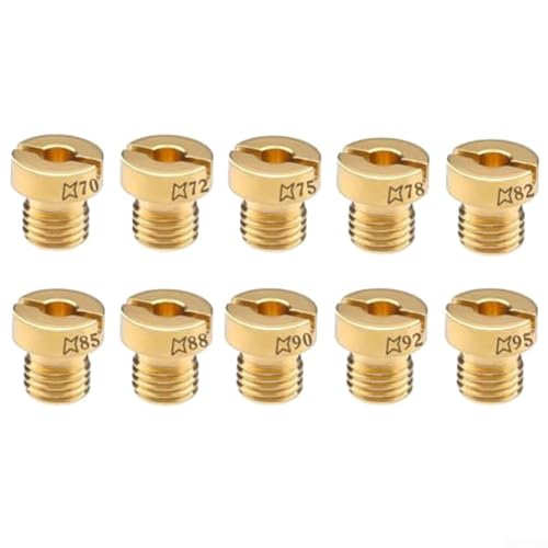 Lot de 10 buses de carburateur M6 en laiton pour carburateur 17,5 - Tailles 70/72/75/78/82/85/88/90/92/95 mm, jaune, haute résistance pour motoneige