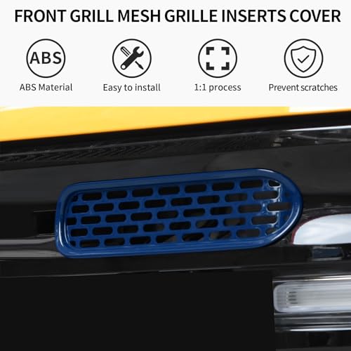 Image of Front Grill Mesh Grille Inserts Cover Frame Trims Kit 6Pcs Fit for Ford Bronco 2021-2026 2 /4 Door Exterior Accessories (Blue)