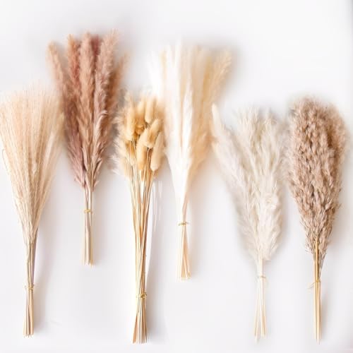 110 Pcs Artificial Pampas Grass Decoration – Dried Flower Bouquet for Vases, Crafts & Home Décor – Ideal for Weddings, Living Rooms & DIY Arrangements