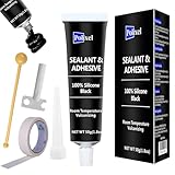 POLIXEL Black RTV Silicone Sealant Adhesive, 100% Silicone Caulk, All-Purpose Waterproof Sealant for Car, Window, Bathroom, Kitchen, Shrink & Crack Proof High Bond Strength Adhesive – 1.8oz / 50g