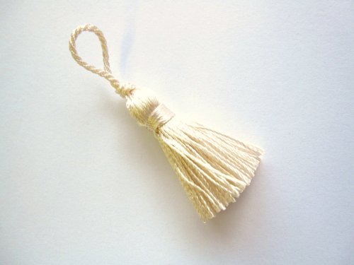 Sew-select 10 Mini craft tassels - Small 3.5cm long + loop decorative key tassels (Cream)
