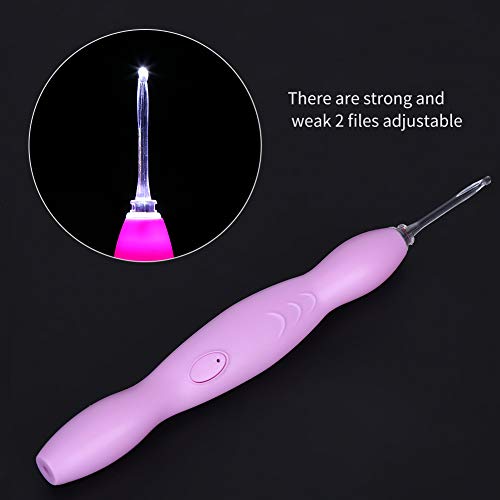 Ganchos de ganchillo LED para tejer sin fatiga visual con estuche rosa 4