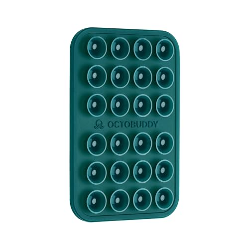 Image of OCTOBUDDY Classic - Silicone Suction Phone Case Adhesive Mount - Hands-Free, Strong Grip Holder for Selfies & Videos - iPhone & Android Compatible - 2.25″ x 3.25″, Teal