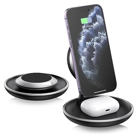 Criacr Wireless Charger, Magnetic Foldable 3 in 1 Wireless Charging Station, Travel Charger for Multple Devices for iPhone 14/13/12 Series, AirPods 3/2/Pro, iWatch Cover