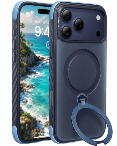 TORRAS Q3 Rugged for iPhone 17 Pro Case with 360 Magnetic Stand, Deep Blue