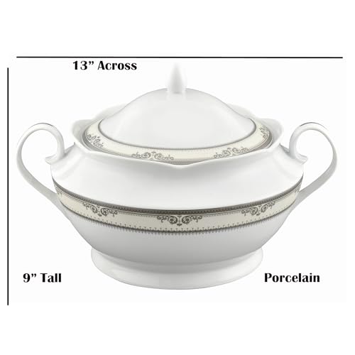 Lorren Home Trends Porcelain 4.25 Qt. Souptureen w/Lid Victoria - Thumbnail 3